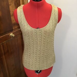 Cache Gold Knit Sleeveless Top, Size S, NWOT, semi sheer, stretch